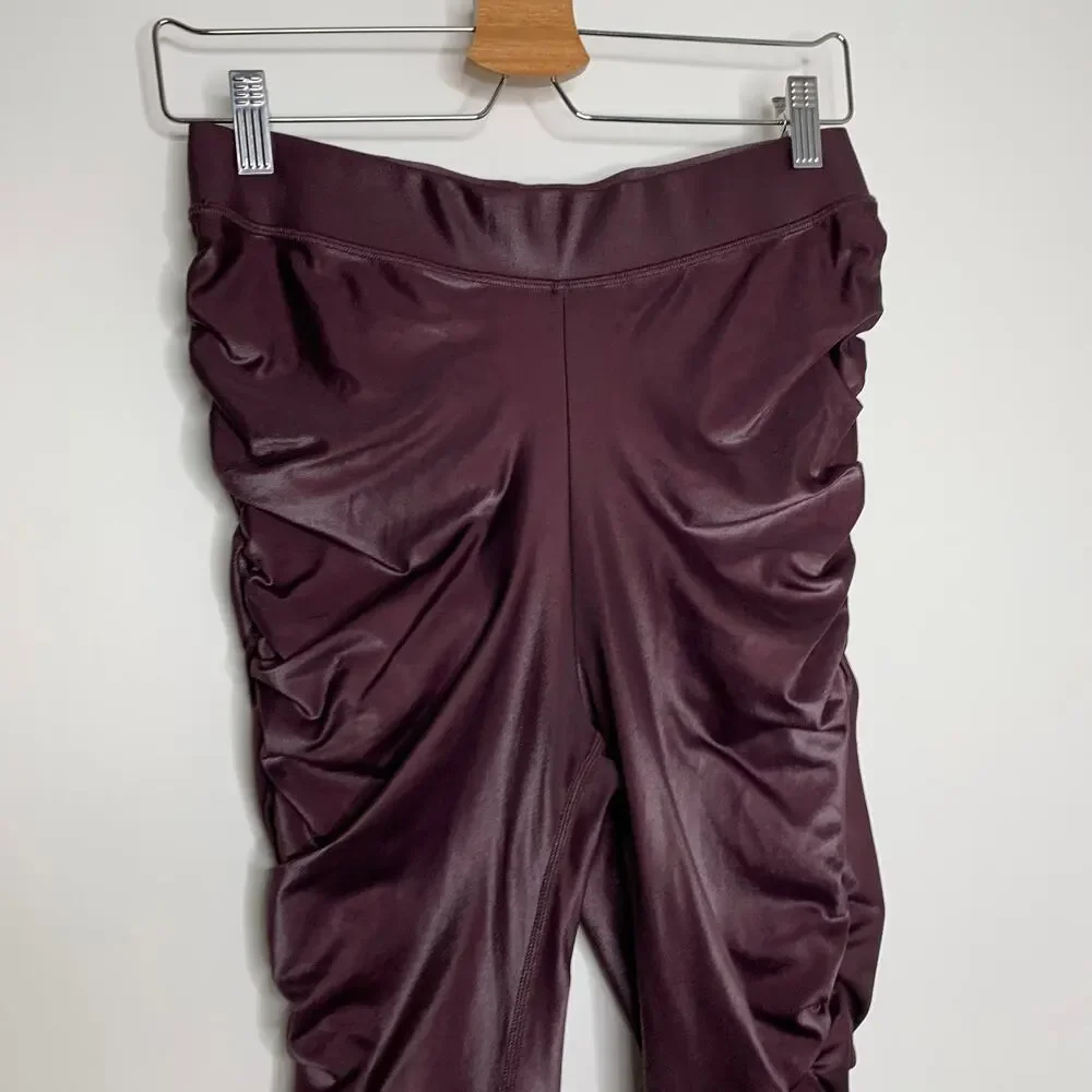 Alo yoga High-Waist Cinched Legging Oxblood Shine Purple Womens Large